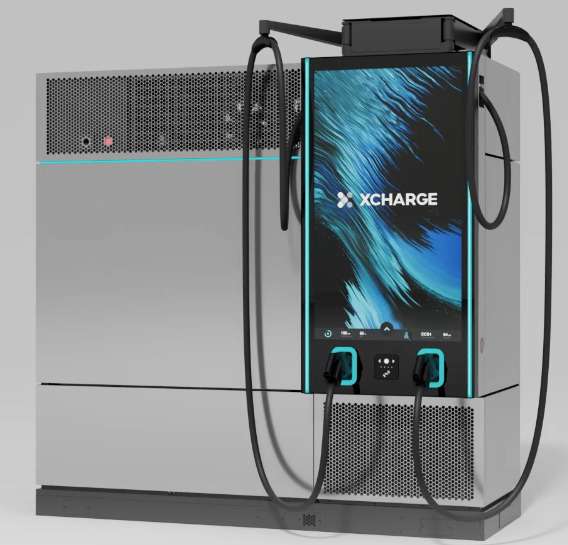 XCharge North America's GridLink is equipped with a 55-inch LCD screen with touch control for user interface and unparalleled advertising capabilities.