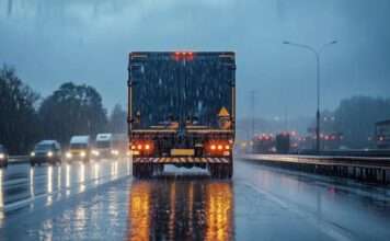 Truck busy highway
