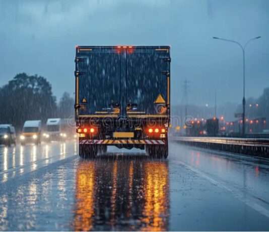 Truck busy highway