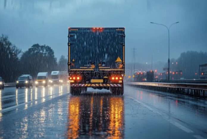 Truck busy highway